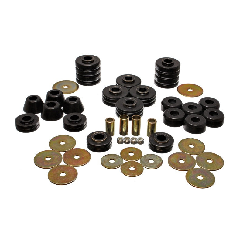 Energy Suspension Hyper-Flex Body Mount Bushing - Black/Cadmium - GM Compact SUV 1973-77