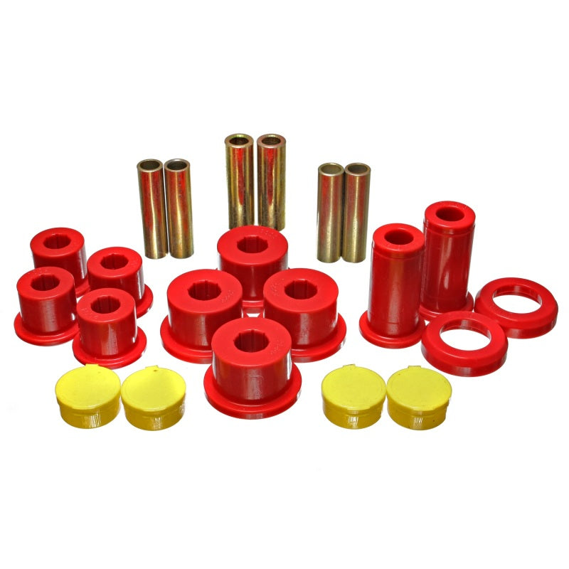 Energy Suspension Hyper-Flex Rear Leaf Spring Bushing Kit - Red / Cadmium - GM Compact SUV / Truck 1982-2004