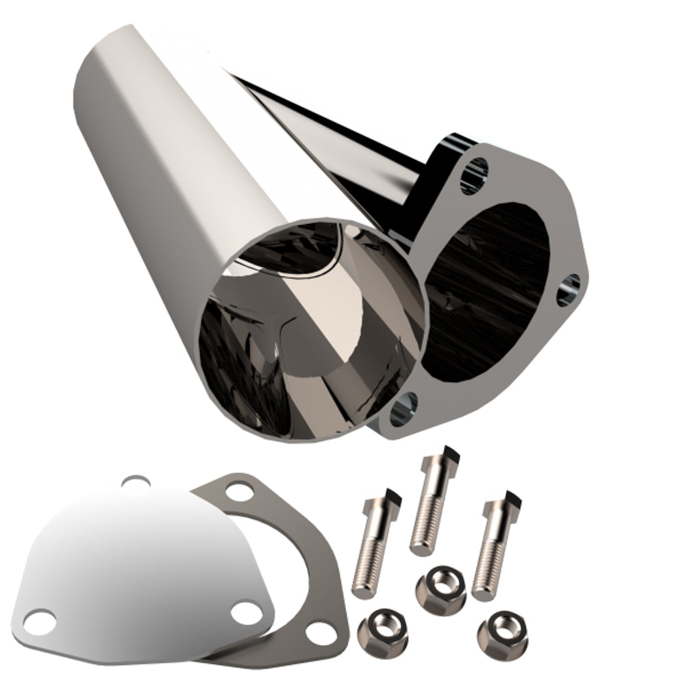 Quick Time Weld-On Exhaust Cut-Out - Single - 2-1/2" Pipe Diameter - Blockoff Plates/Hardware Included - Stainless - Polished