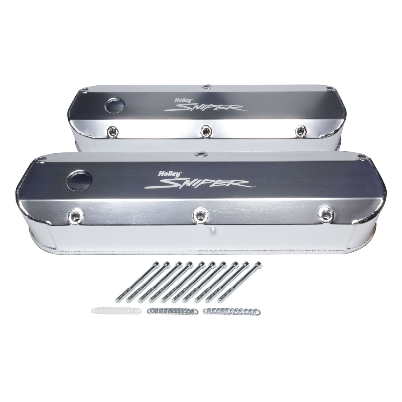 Sniper Fabricated Aluminum Valve Cover - Ford Small Block - Silver Finish