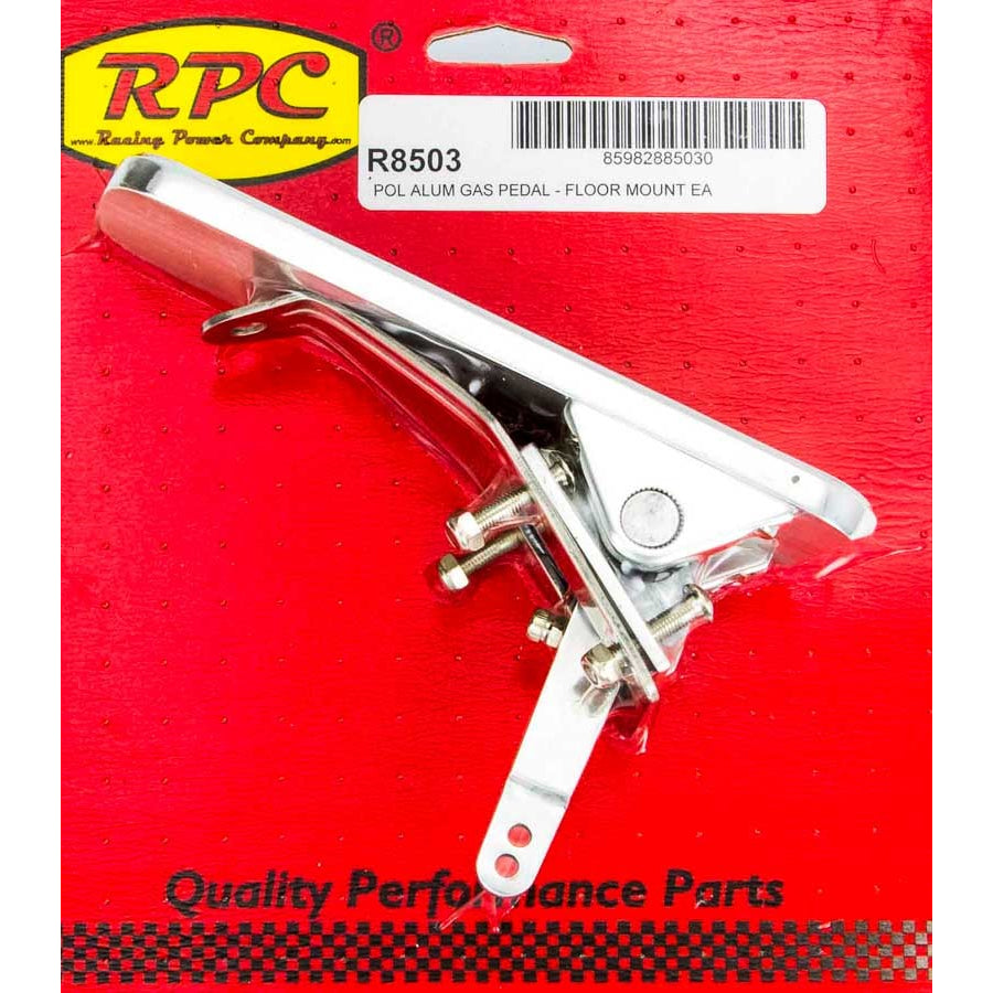 Racing Power Rectangle Pedal Assembly Gas Floor Mount Aluminum - Polished
