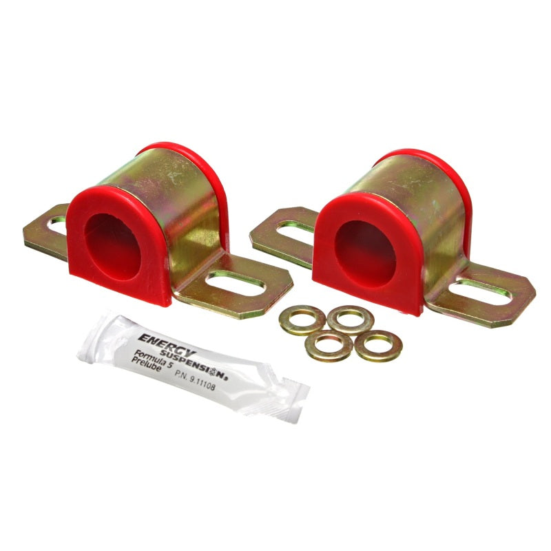 Energy Suspension Hyper-Flex Sway Bar Bushing - Non-Greaseable - 28 mm Bar - Bracket - Polyurethane/Steel - Red/Cadmium - Universal