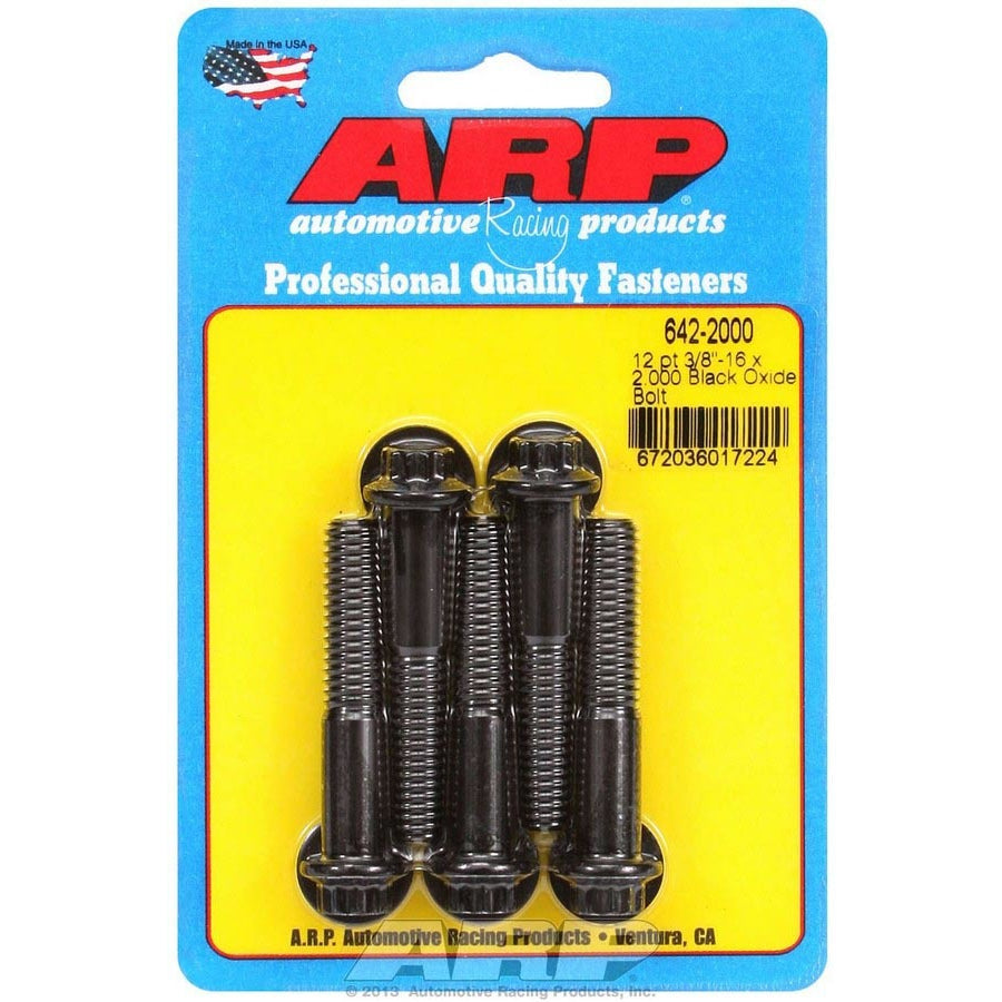 ARP 3/8-16 in Thread Bolt - 2 in Long - 3/8 in 12 Point Head - Chromoly - Black Oxide - Universal - Set of 5