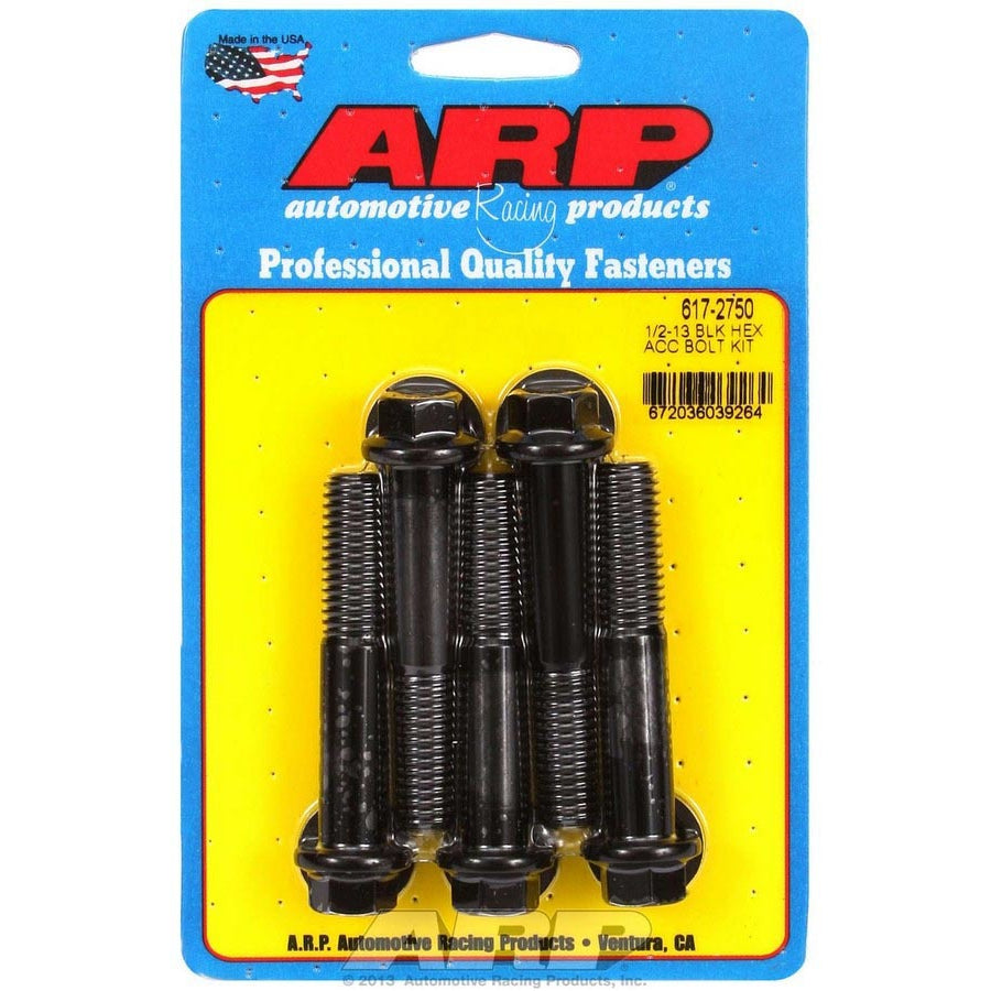 ARP Hex Head Bolt - 1/2-13 in Thread - 2.750 in Long - 9/16 in Head - Chromoly - Black Oxide (Set of 5)