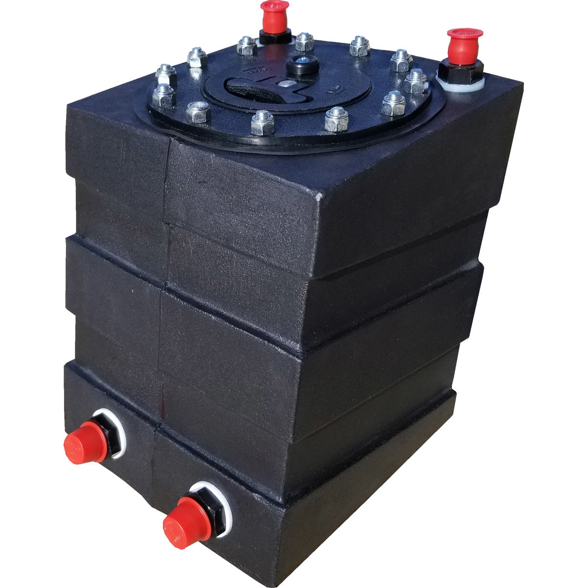 RCI 1 gal Fuel Cell 6 x 6 x 12" Tall 8 AN Male Outlet 8 AN Male Vent - Plastic