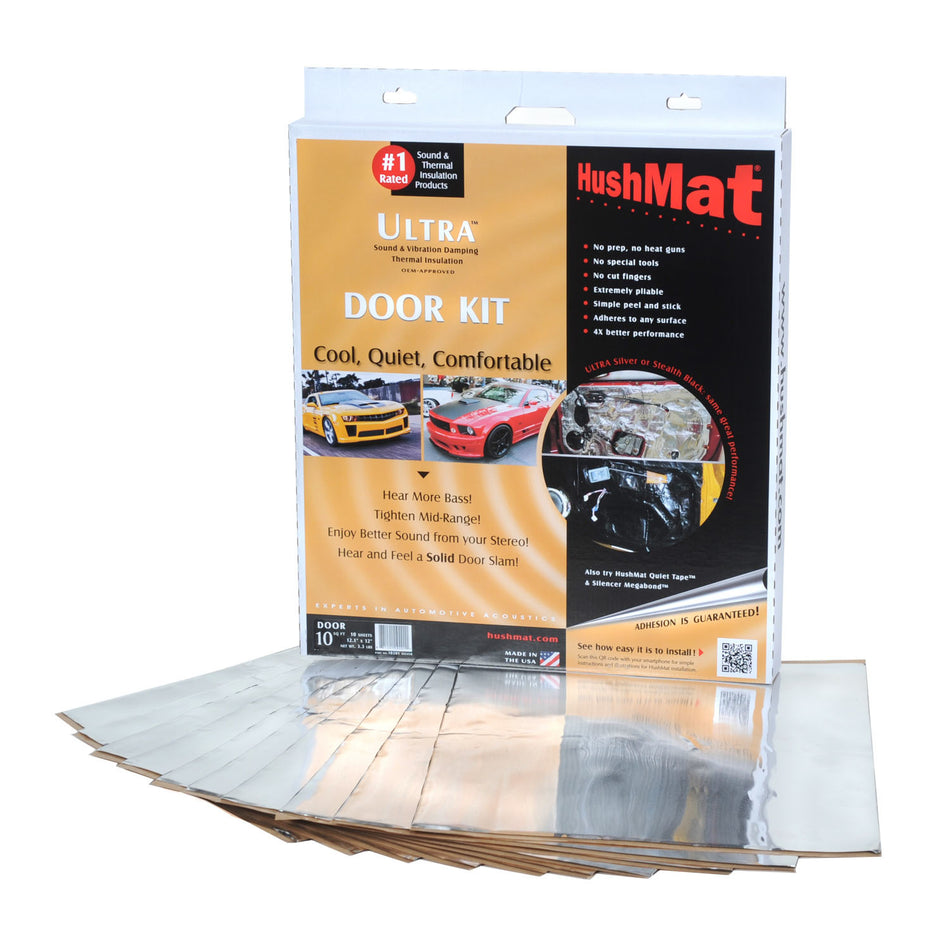 Hushmat Ultra Door Kit Heat and Sound Barrier 12 x 12" Sheet 1/8" Thick Rubber - Silver