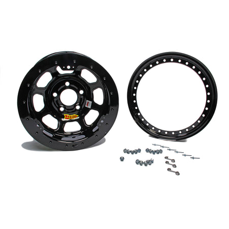 Aero 53 Series IMCA Rolled Beadlock Wheel - Black - 15" x 8" - 3" BS - 5 x 4.50" - 23 lbs.