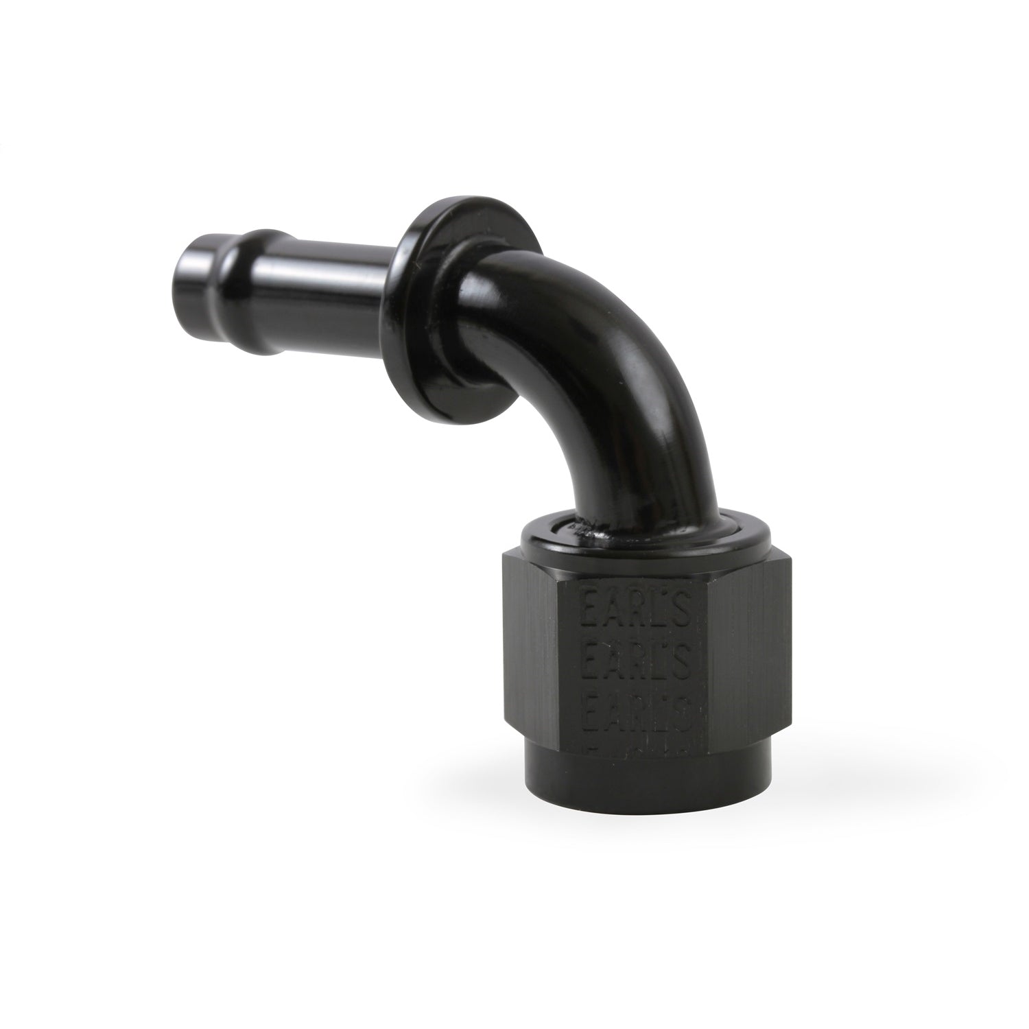 Earl's 90 Degree Hose End - 6 AN Female to 5/16" Barb - Aluminum - Black