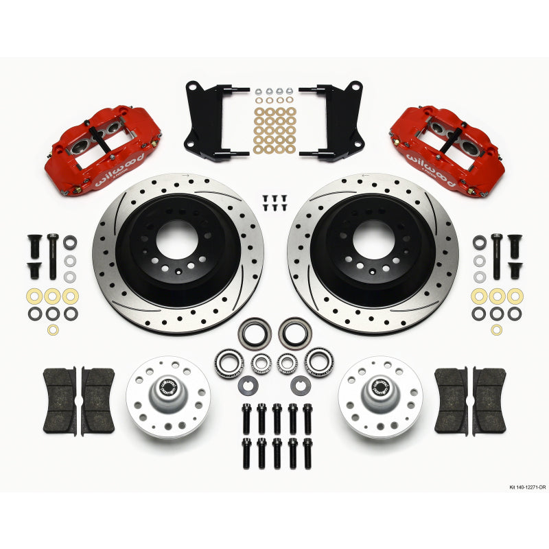 Wilwood Forged Narrow Superlite 6R Big Brake Front Brake Kit (Hub and 1PC Rotor) - Red -12.88" Drilled/Slotted Rotor
