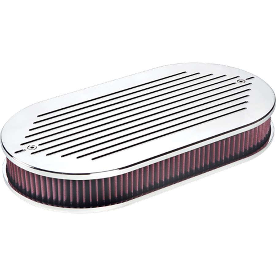 Billet Specialties Large Oval Dual Quad Air Cleaner Assembly - Adjustable Base - Polished - Ball-Milled Design