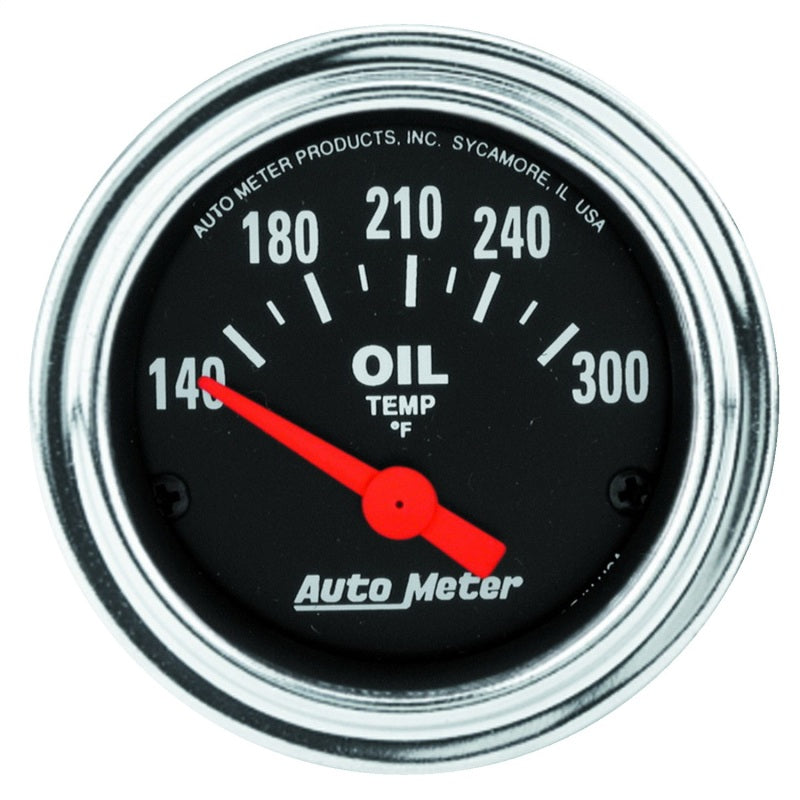 Auto Meter Traditional Chrome 140-300 Degree F Oil Temperature Gauge - Electric
