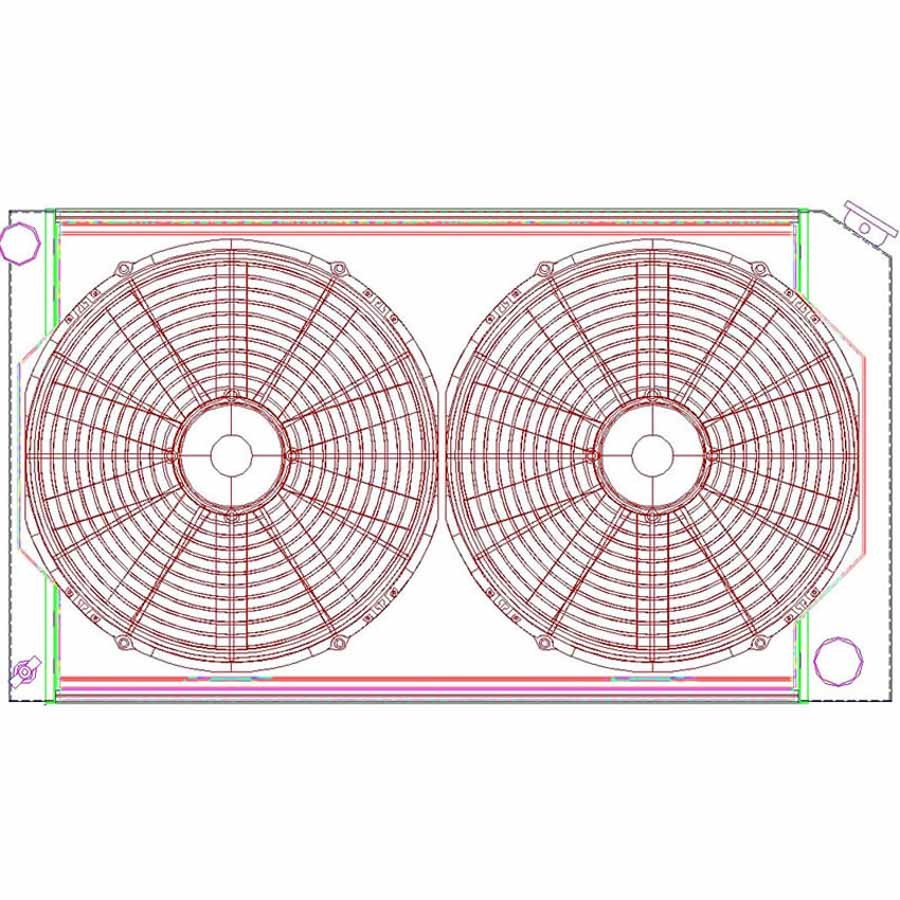 Griffin Thermal Products Direct Fit Radiator and Fan 33-1/4" W x 18-1/2" H x 6-7/16" D Driver Inlet/Pass Outlet Alum
