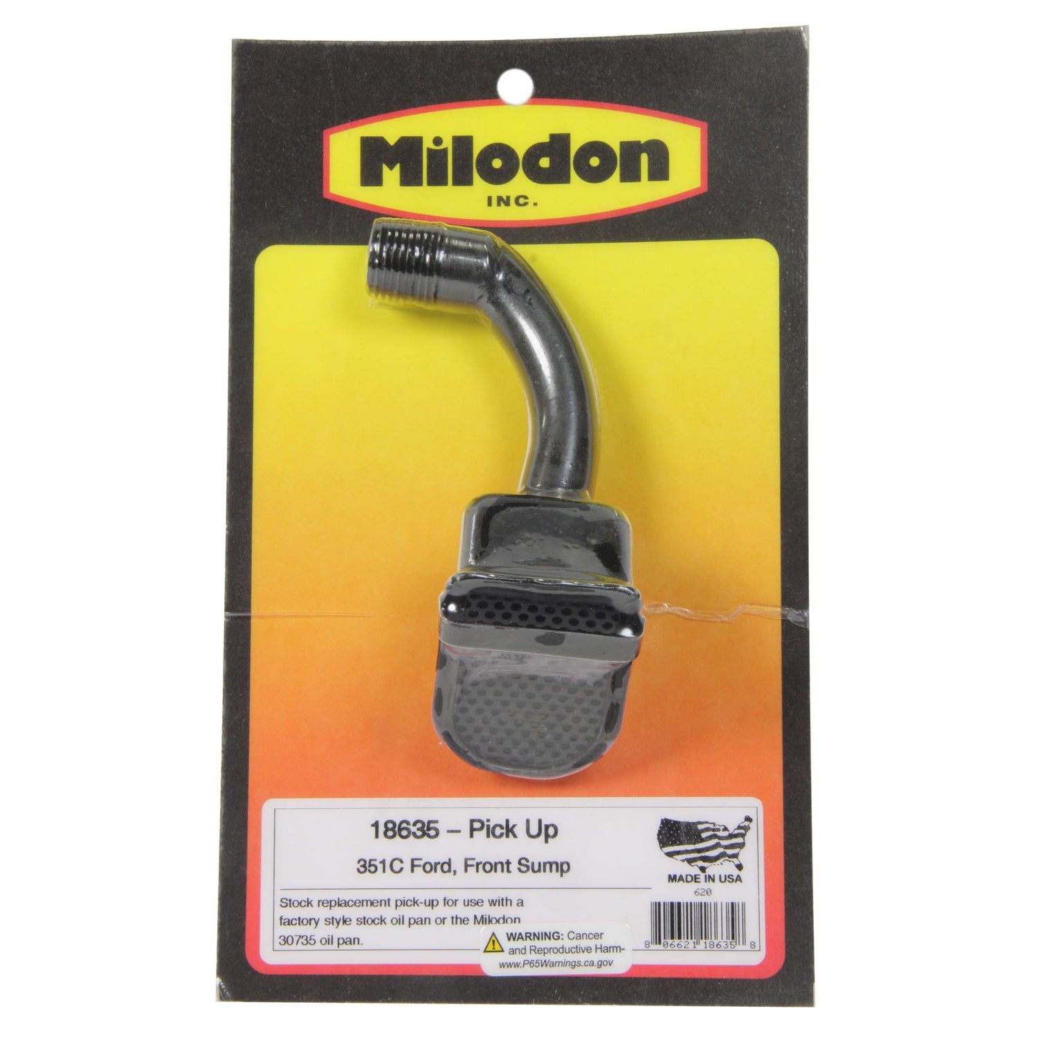 Milodon Oil Pump Pickup - Stock Replacement - Screw-In - 8-1/4" Deep Pan - Ford Cleveland Modified