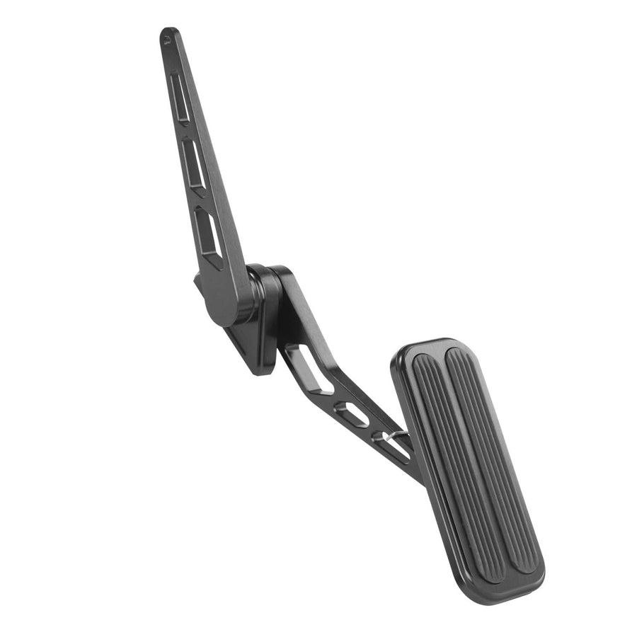 Lokar XL Gas Pedal Pad - Firewall Mount - Rubber Pads - Aluminum - Black Anodize - Universal
