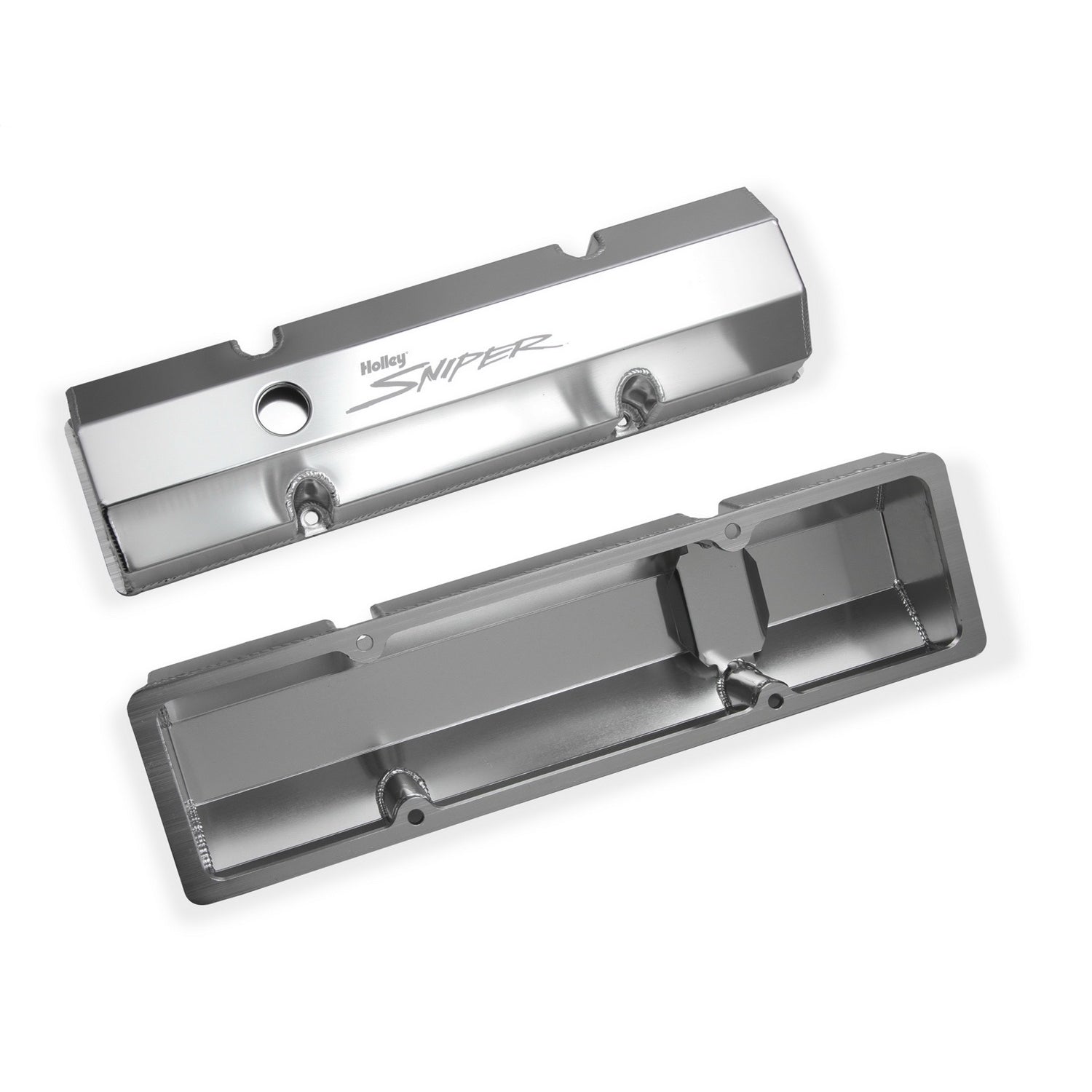 Sniper Fabricated Aluminum Valve Cover - Chevy Small Block - Natural Finish
