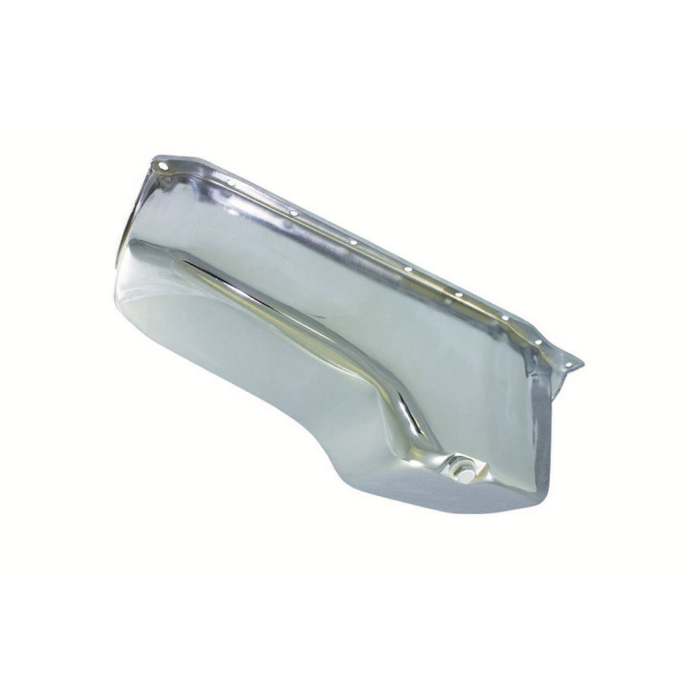 Specialty Products Rear Sump Oil Pan - 4 Quart - Stock Depth - Chrome - 1 Piece Seal - Small Block Chevy