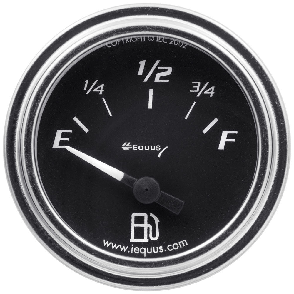 Equus 7000 Classic Series Fuel Level Gauge - 0-90 ohm - Electric - Analog - Short Sweep - 2" Diameter - Black Face