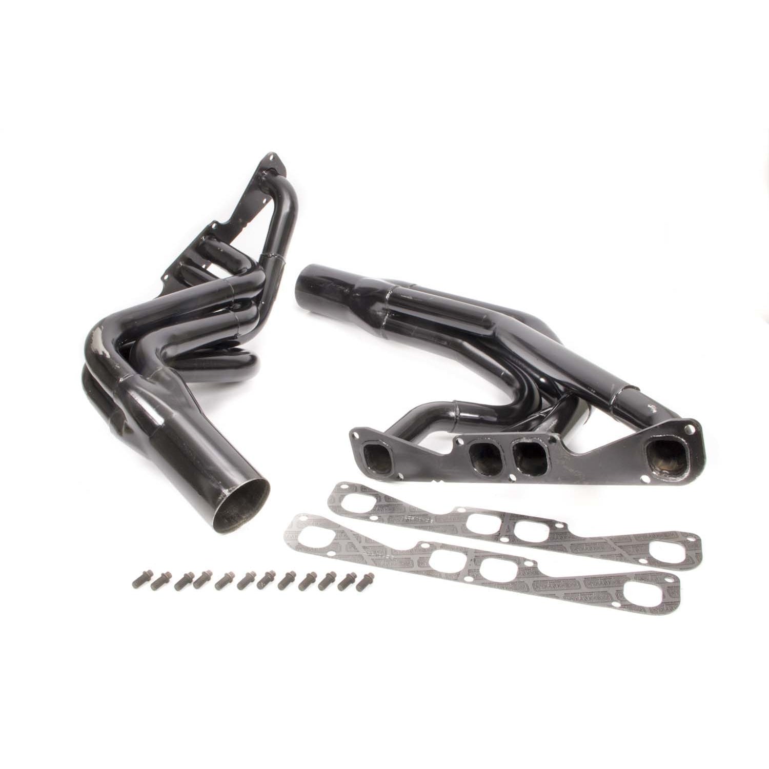 Schoenfeld Dirt Late Model Headers - 1-3/4" to 1-7/8" Tube Diameter - 3-1/2" x 8" Collectors - Spread Port SB Chevy