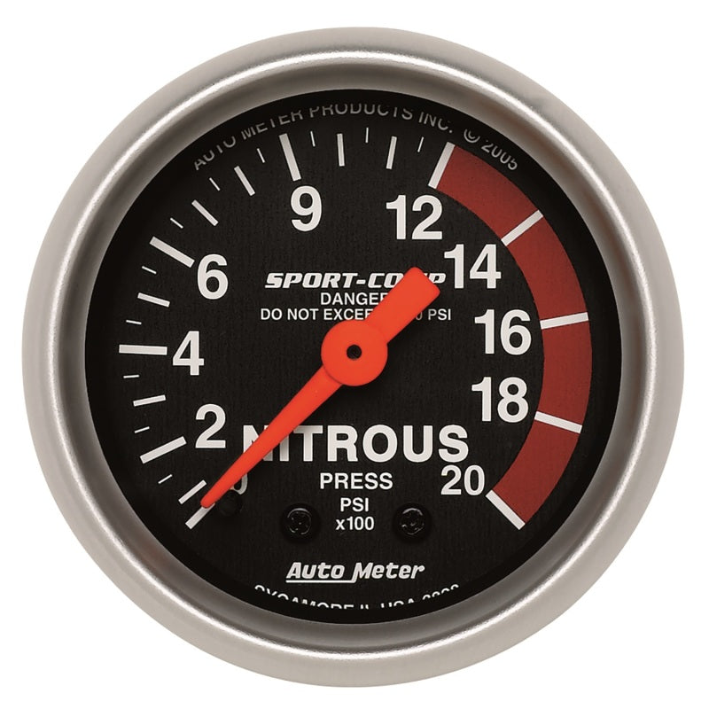 Auto Meter Sport-Comp Mechanical Nitrous Pressure Gauge - 2-1/16 in.