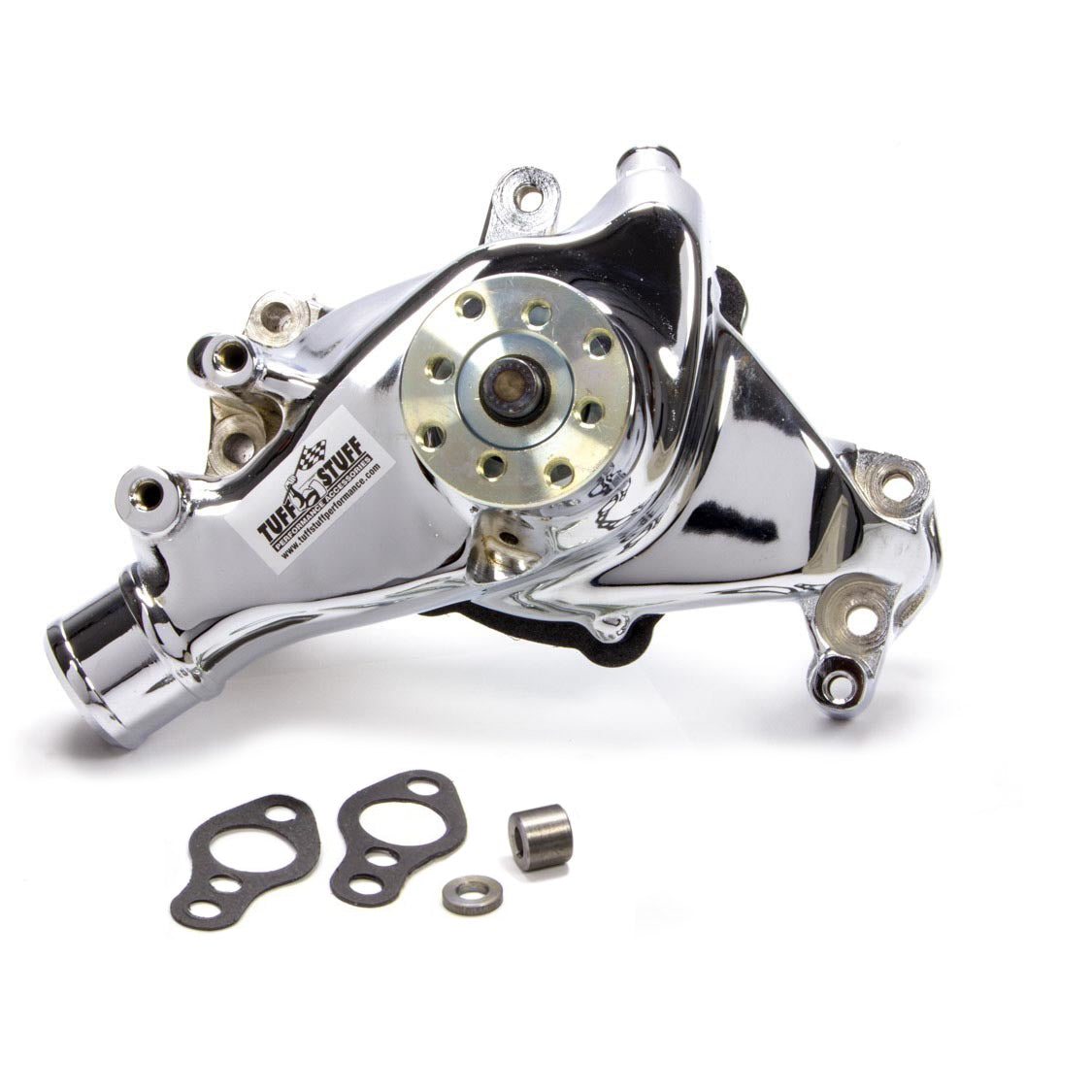 Tuff Stuff Platinum SuperCool Aluminum Water Pump - Smoothie - Long Design - Chrome - SB Chevy
