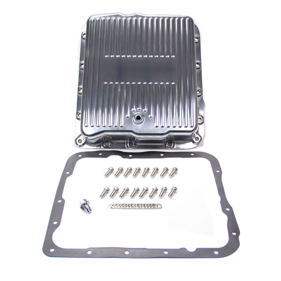 Racing Power Stock Depth Transmission Pan Finned Gasket/Hardware/Plug Aluminum - Polished - 700R4/4L60E