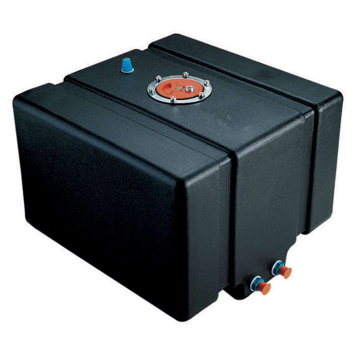 Jaz Products Drag Race Fuel Cell - 12 gal - 17-1/2 x 16" x 10" Tall - Two 8 AN Outlets - 6 AN Return - Plastic - Black