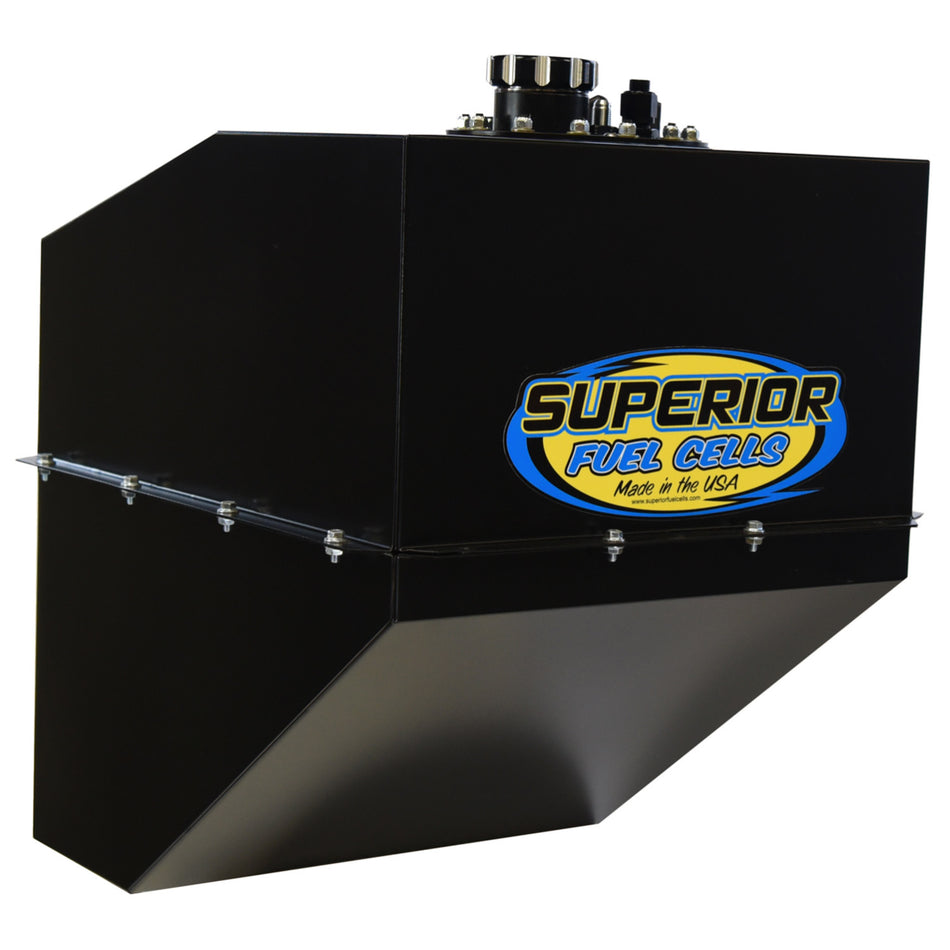 Superior Fuel Cell - 22 Gallon - 20-3/4" Deep x 16-1/2" Wide - 8 AN Male Outlet / Return - 6 AN Rollover Valve - Foam - Steel Can / Plastic Cell Plastic - Black - Dirt Late Model / Modified