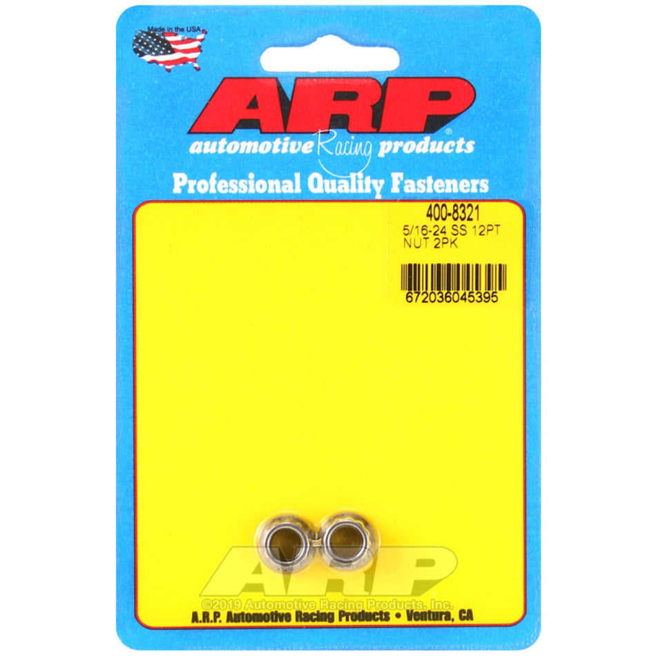 ARP 5/16-24 in Thread Nut - 3/8 in 12 Point Head - Polished - Universal - Pair