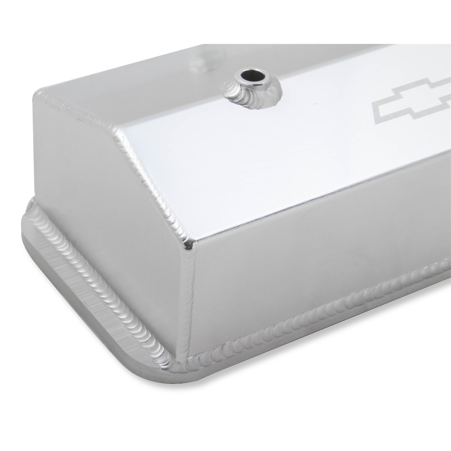 Holley GM Track Series Tall Valve Cover - Chevy Bowtie - Fabricated - Silver - Small Block Chevy - Pair
