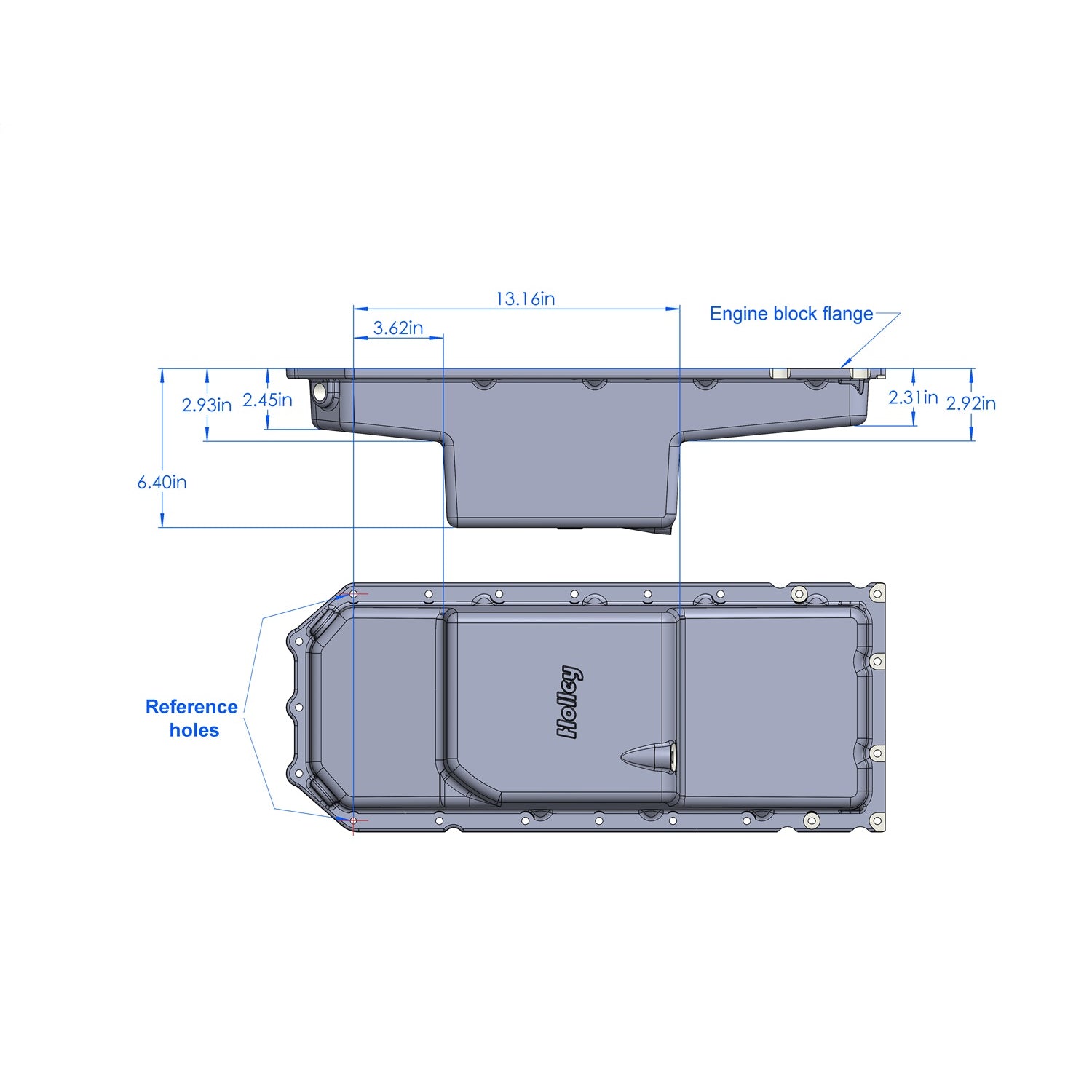 Holley Retrofit Engine Oil Pan - Mid Sump - 6 qt - 6-2/5" Deep - Baffle/Pickup/Tray - Aluminum - Mopar Gen III Hemi