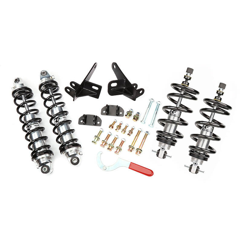 Aldan American RCX Series Double Adjustable Coil-Over Front / Rear Shock Kit - 450 lb/in Spring Rate Front / 160 lb/in Spring Rate Rear - Black Powder Coat - GM G-Body 1978-88