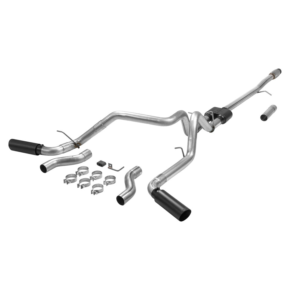 Flowmaster Outlaw Cat-Back Exhaust System - 3 in Tailpipe - 4 in Black Ceramic Tips - 5.3 L - Crew Cab - GM Fullsize Truck 2019-21