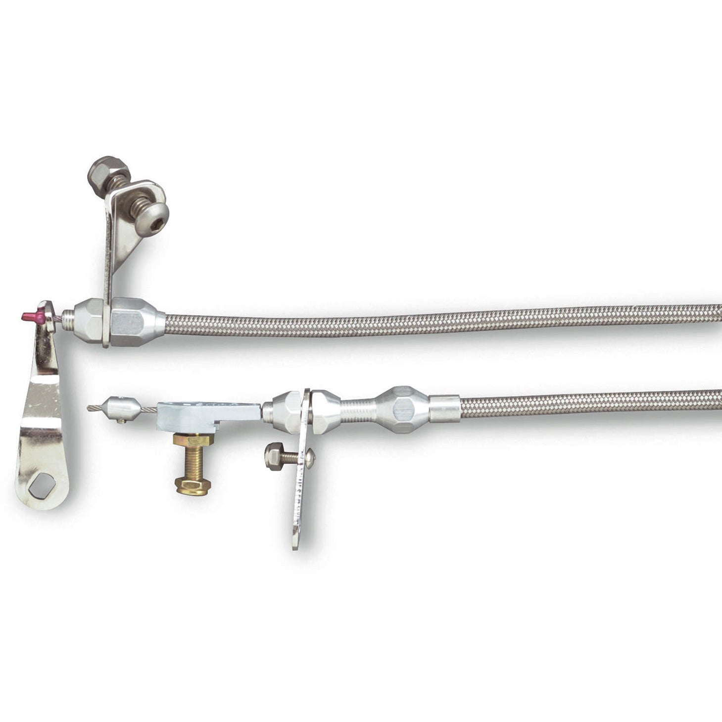 Lokar Hi-Tech Kickdown Cable - Adjustable Length - Braided Stainless Housing - Aluminum Fittings - Natural - C6