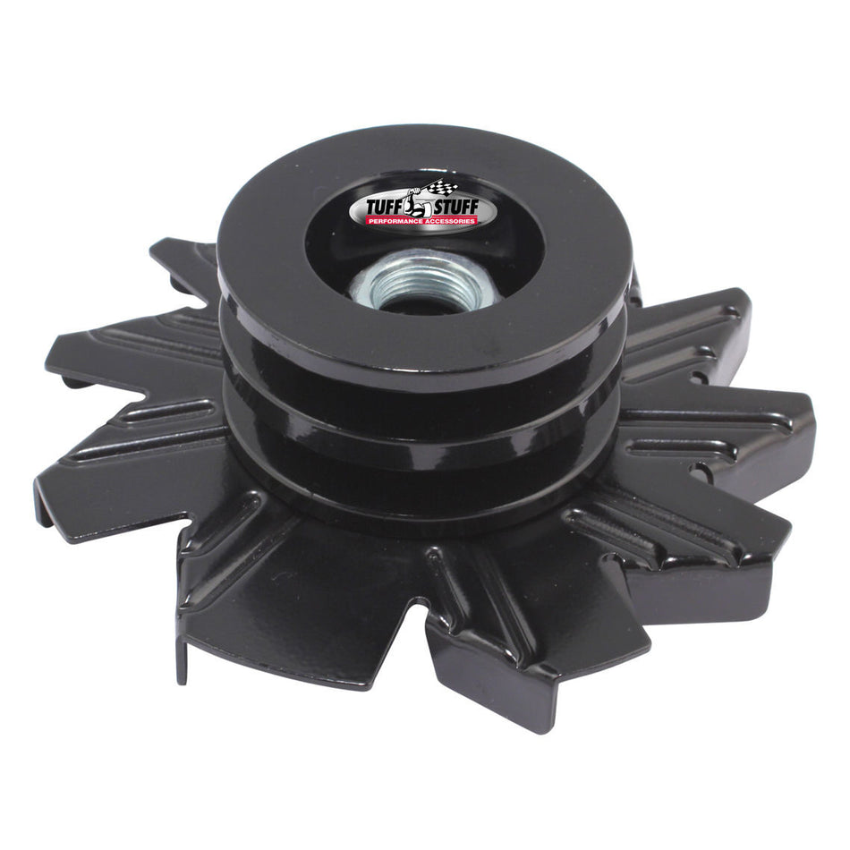 Tuff-Stuff Double V-Belt Pulley Alternator Pulley and Fan - Black Powder Coat - Tuff Stuff Alternators