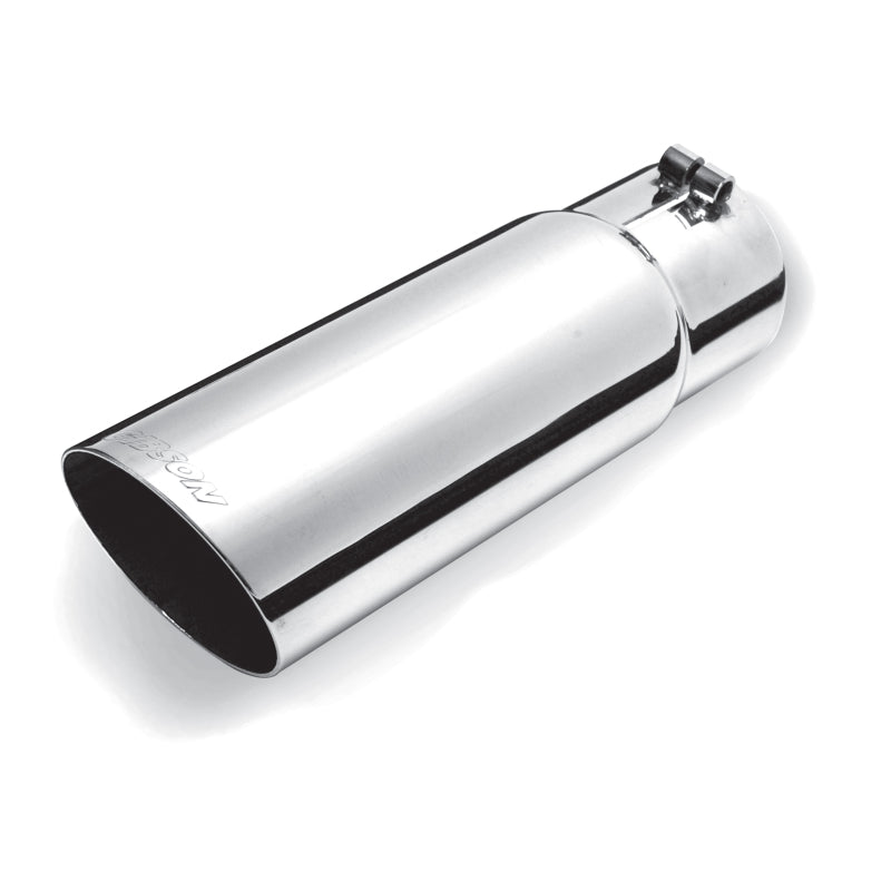 Gibson Black Series Diesel Exhaust Tips - Clamp-On - 3 in Inlet - 4 in Round Outlet - 7.5 in Long - Angled Cut - Stainless