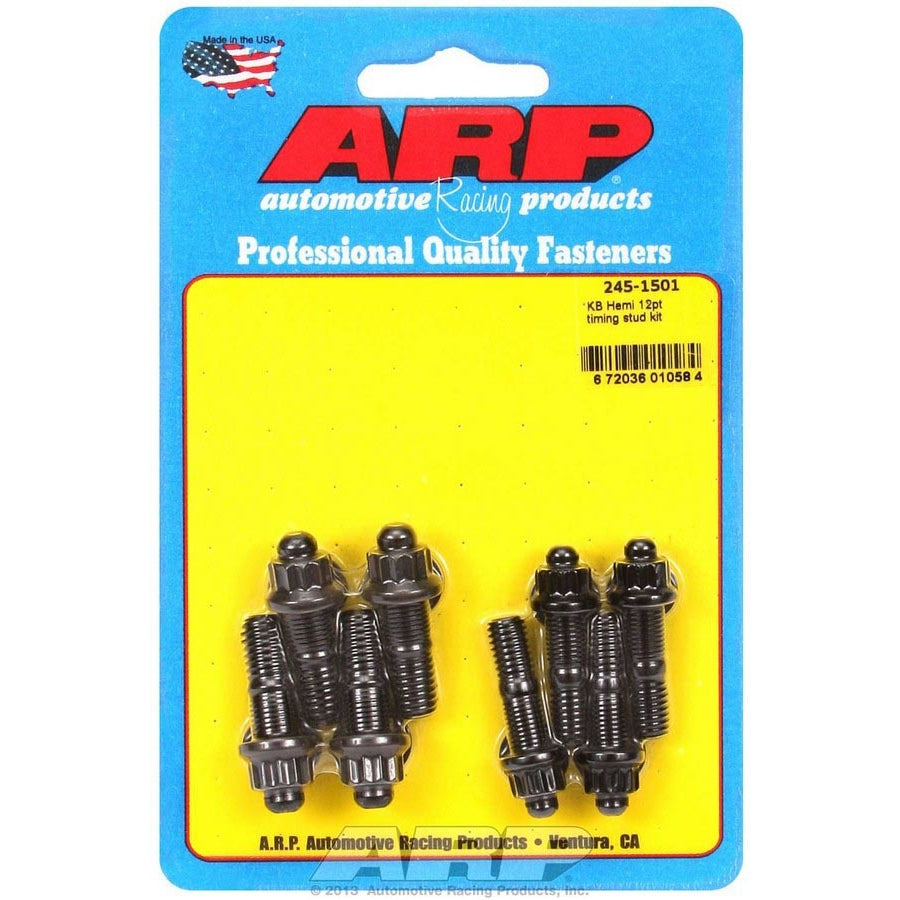 ARP Timing Cover Stud Kit - 12 Point Nuts - Black Oxide - Keith Black - Mopar 426 Hemi (Set of 8)