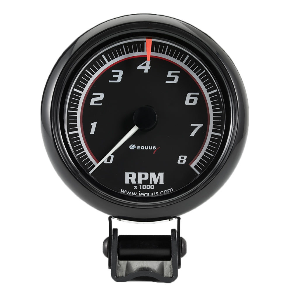 Equus 6000 Series 8000 RPM Tachometer - Electric - Analog - 2-1/2 in Diameter - Pedestal Mount - Black Face E6086