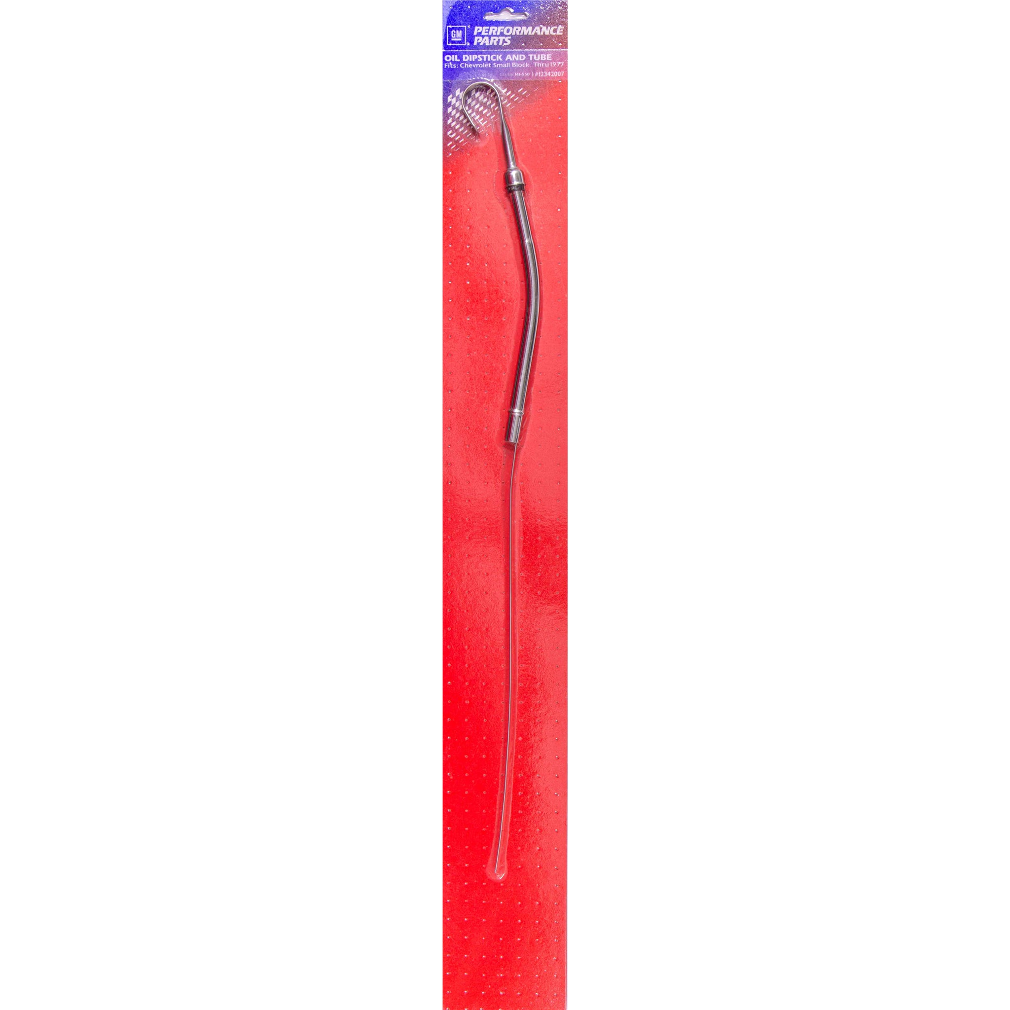 Proform Engine Oil Dipstick - Solid Tube - Block Mount - Chrome - Small Block Chevy thru 1977