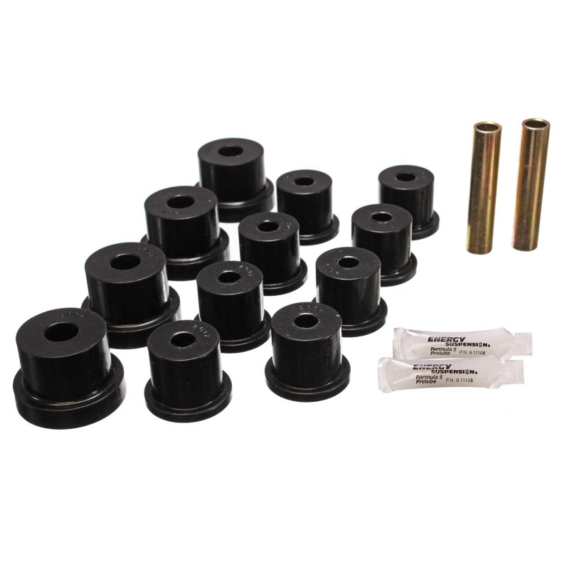 Energy Suspension Hyper-Flex Rear Leaf Spring Bushing Kit - Black / Cadmium - GM X-Body 1962-67