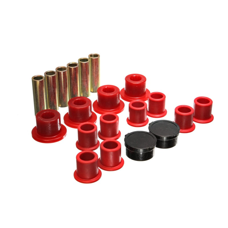 Energy Suspension Hyper-Flex Rear Leaf Spring Bushing Kit - Red / Cadmium - Ford / Mazda Compact Truck 1998-2011