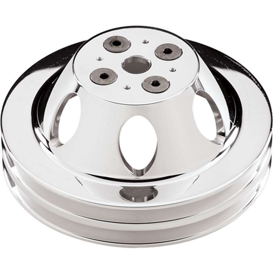 Billet Specialties Polished BB Chevy Double Groove Water Pump Pulley - V-Belt - Polished - BB Chevy - Short Water Pump