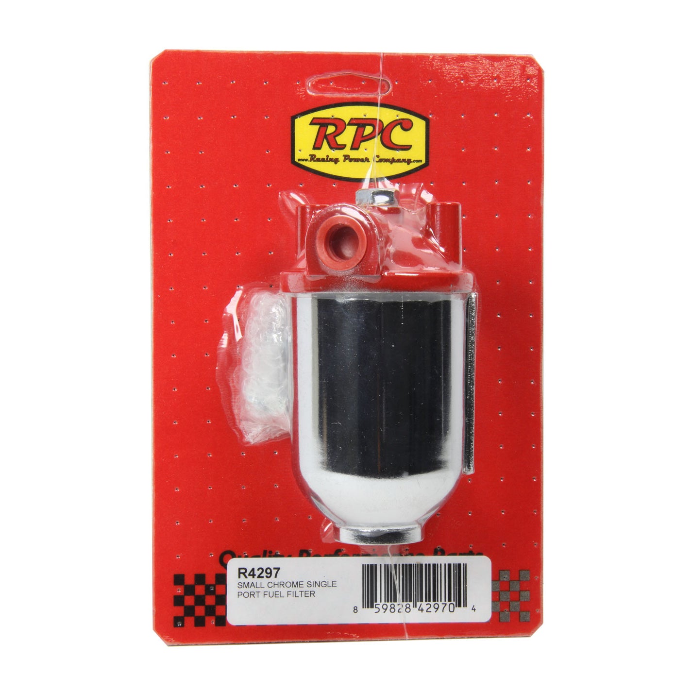 Racing Power Small Chrome Single Port Fuel Filter