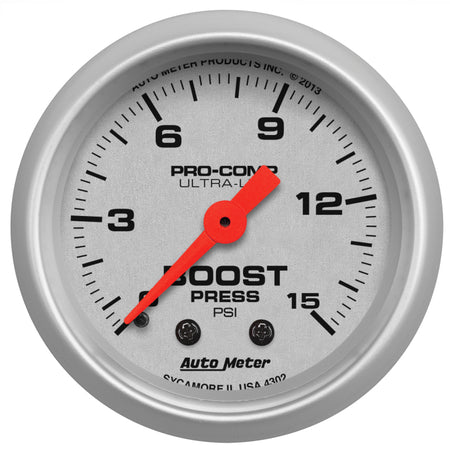 Auto Meter 2-1/16" Ultra-Lite Boost Gauge - 0-15 PSI