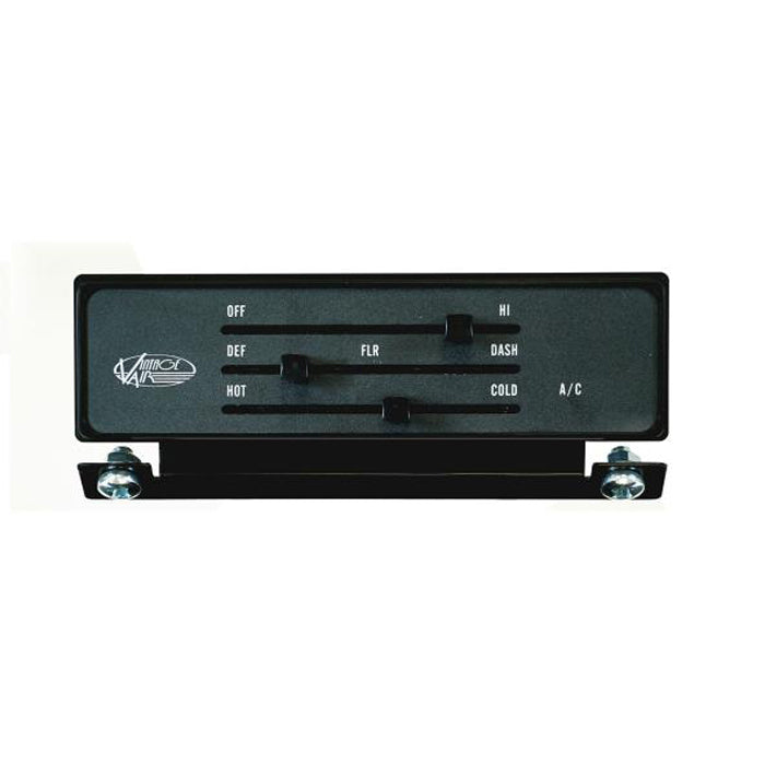 Vintage Air Gen IV SureFit 3 Lever Climate Control Panel - Horizontal - Rectangle - Black - GM Compact SUV / Truck 1967-72