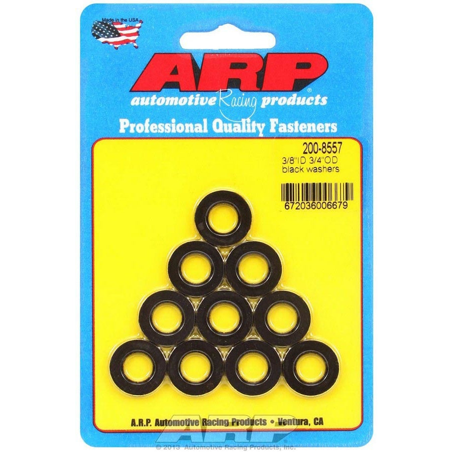 ARP Special Purpose Chamfered Flat Washer - 0.375 in ID - 0.750 in OD - 0.120 in Thick - Chromoly - Black Oxide - Set of 10