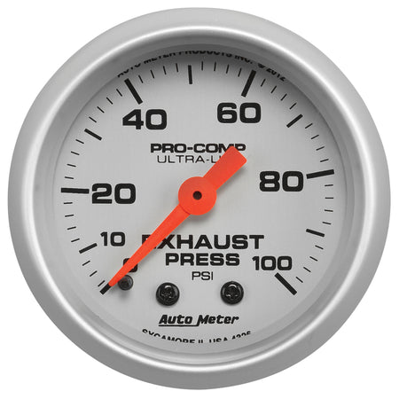 Auto Meter 2-1/16" Exhaust Pressure Gauge - 0-100 PSI - Ultra-Lite