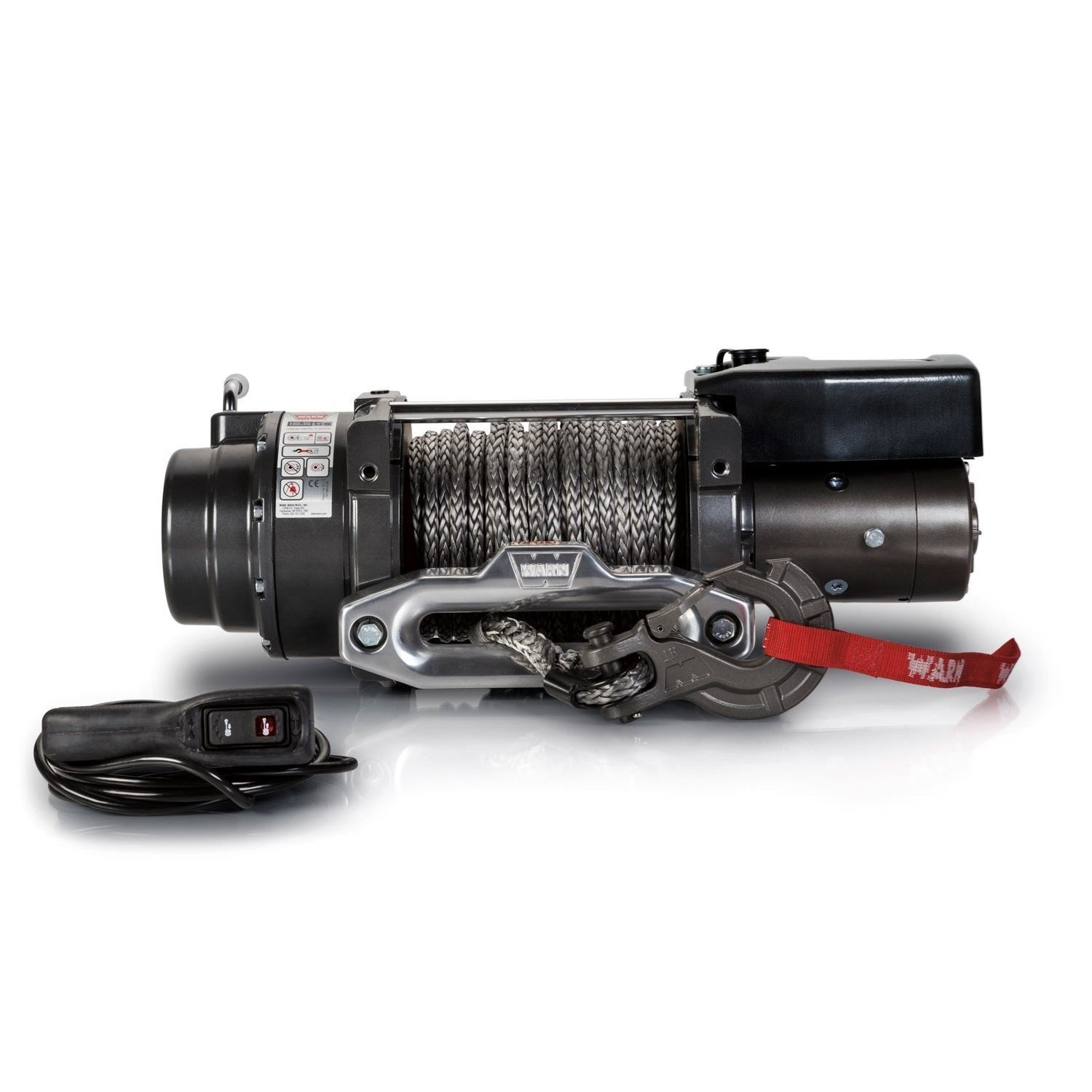 Warn 16.5ti-S Winch - 16500 lb Capacity - Hawse Fairlead - 12 ft Remote - 3/8 in x 80 ft Synthetic Rope - 12V