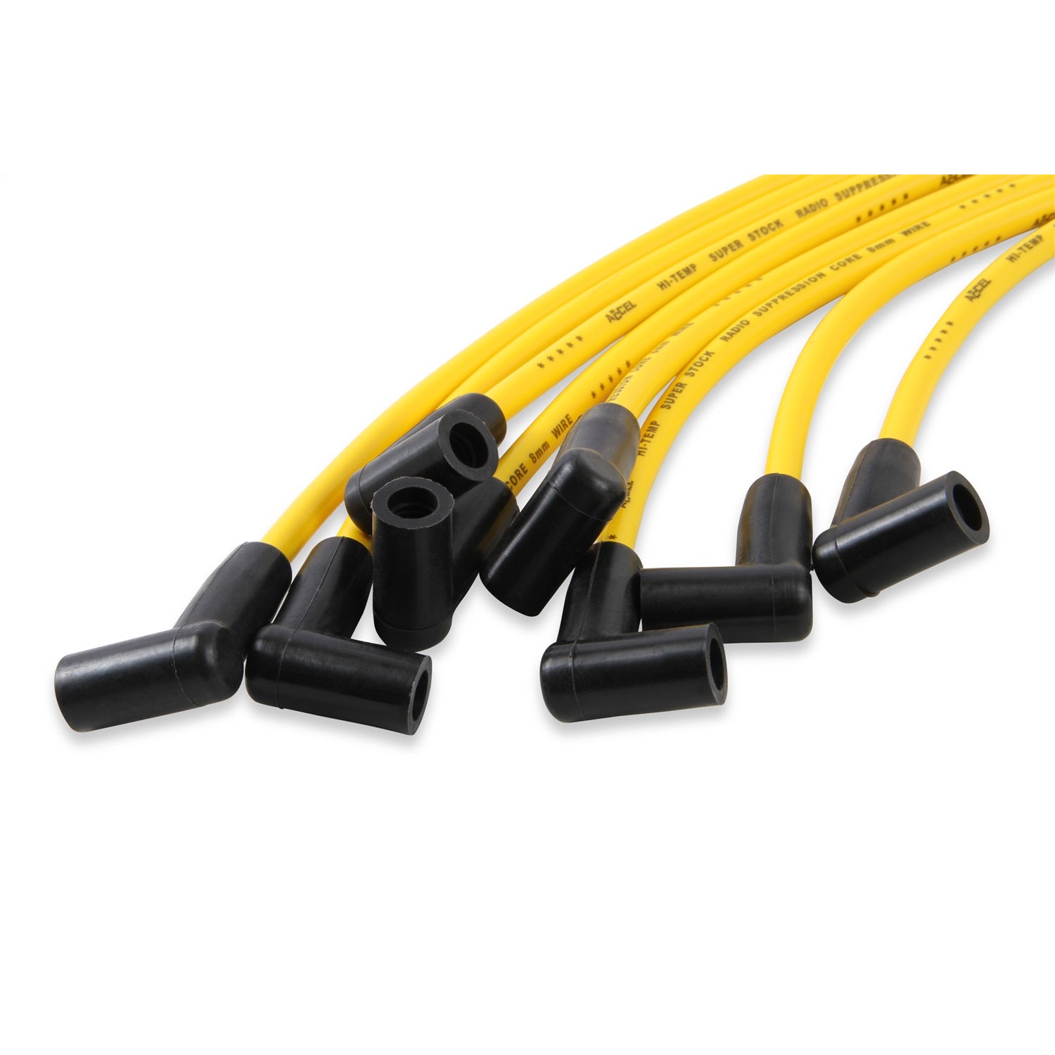 ACCEL Super Stock Spiral Core 8 mm Spark Plug Wire Set - Yellow - Factory Style Boots / Terminals - Big Block Chevy