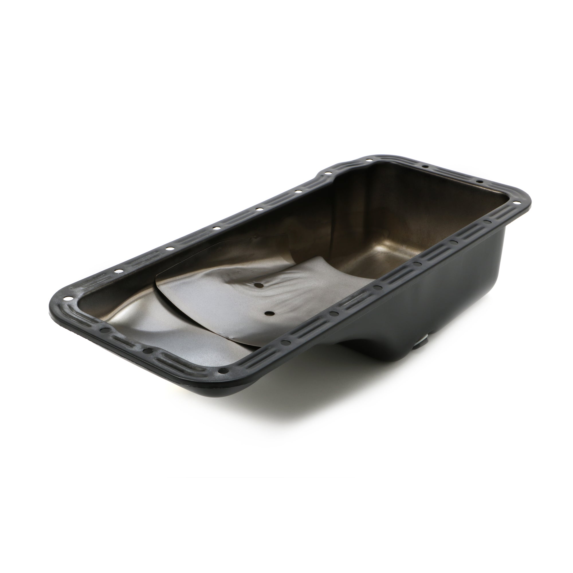 Trans-Dapt Performance Front Sump Engine Oil Pan 4 qt Stock Depth Steel - Black Powder Coat