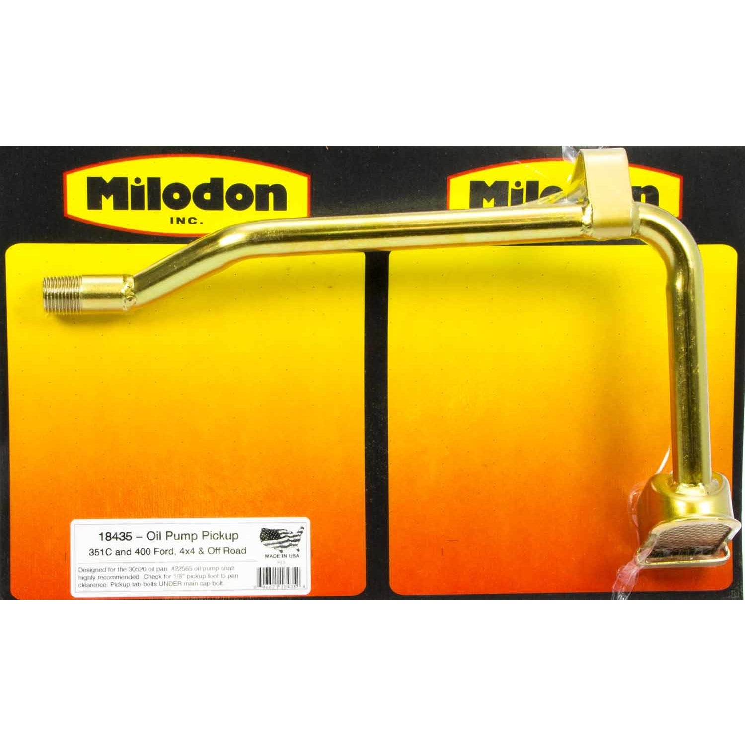 Milodon Off-Road Screw-In Oil Pump Pickup - 10 in Deep Pan - Ford Cleveland / Modified